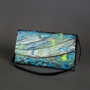 Patent leather hand-painted “Ocean” vintage purse